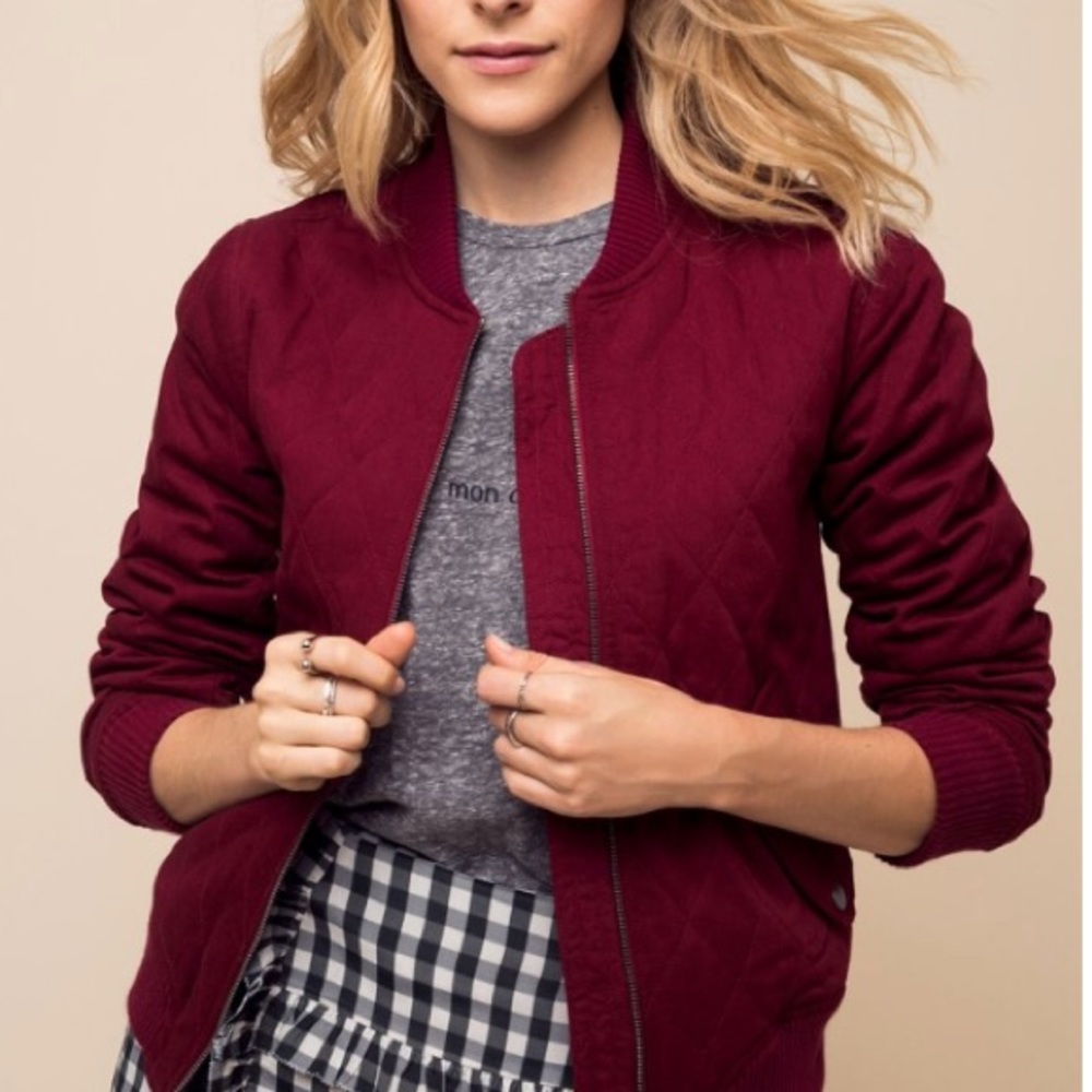 Sincerely Jules Girl Bomber Jacket In Wine - Picture 5 of 8